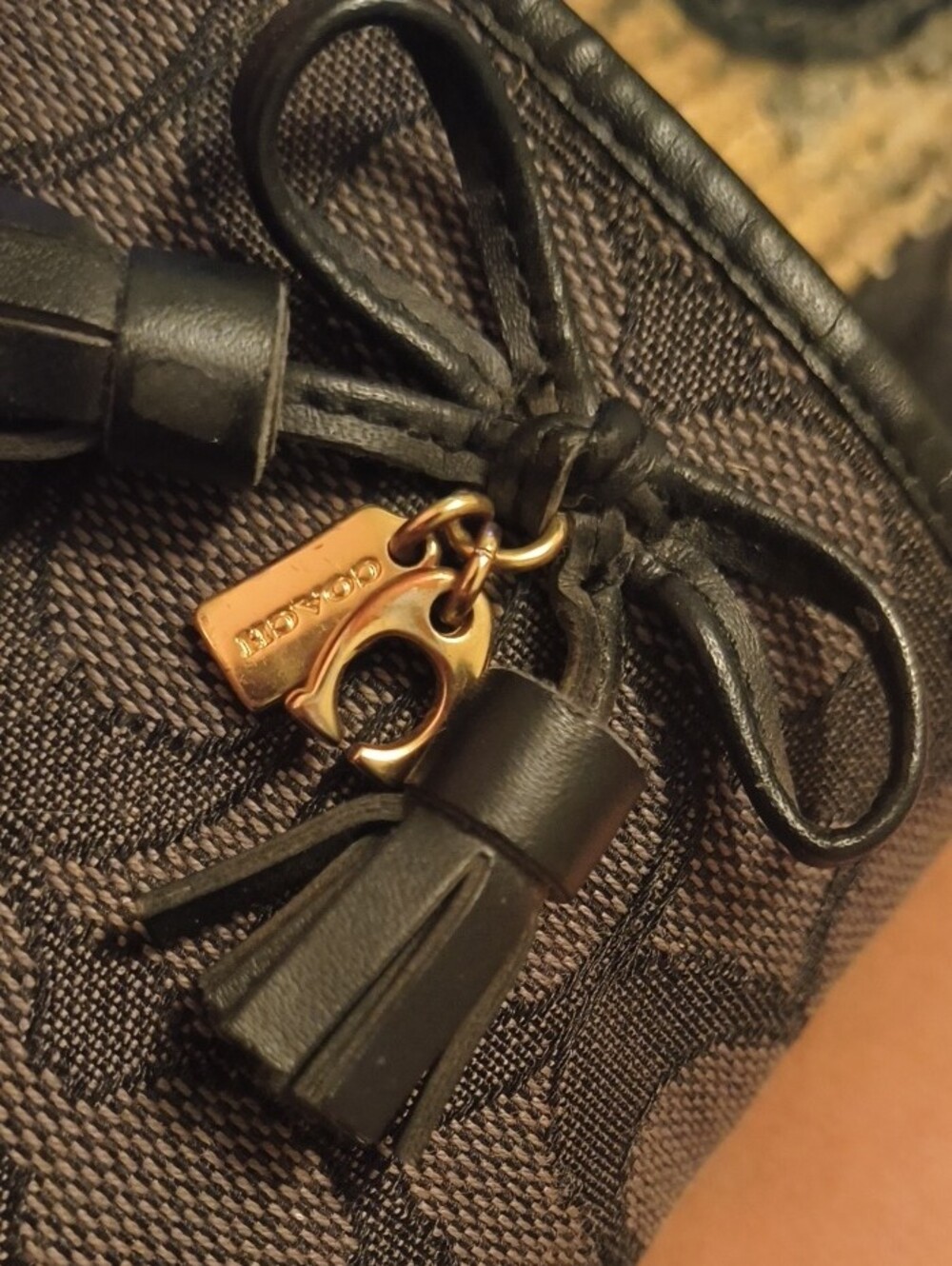 Coach Brown Signature Canvas Espadrille Flats with Tassel Charm - Picture 2 of 2